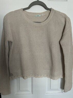 Kimchi Blue Lace-Trimmed Tan Sweater Urban Outfitters